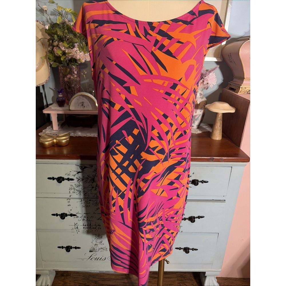 Tori Richard Honolulu Pink Tropical Printed Shirt Dress Women's Size Medium.